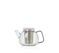 AdHoc Yuna Teapot with Loose Leaf Tea Infuser, Borosillicate Glass Teapot with Removeable Stainless Steel Tea Strainer for Loose Leaf Tea, 1.2 litres, 15cm x 13xm, Grey, Dishwasher Safe