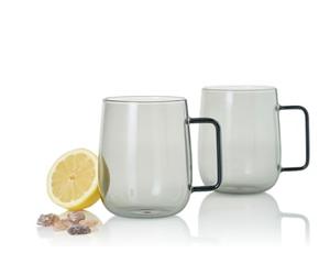 'AdHoc TK64 Set of Two Glass Cups with Handle Yuna 560 ml | Premium Tea Cups Made of Borosilicate Glass | Hand-Blown Unique Pieces in Scandinavian Design | Also Ideal as Large Coffee Cups