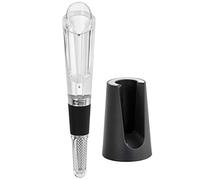 AdHoc VA10 AIROVIN Wine Aerator Pourer | Stainless Steel/Plastic/Acrylic/Silicone | Drip Catcher, Particle Wine Filter, With Drip-Collector Stand | (H) 160 mm x (D) 30 mm | Black/Clear