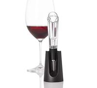 AdHoc VA10 AIROVIN Wine Aerator Pourer | Stainless Steel/Plastic/Acrylic/Silicone | Drip Catcher, Particle Wine Filter, With Drip-Collector Stand | (H) 160 mm x (D) 30 mm | Black/Clear