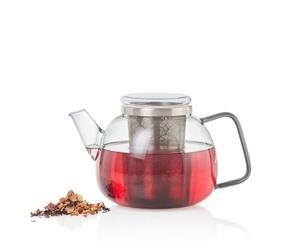 AdHoc Yuna Glass Teapot with Loose Leaf Tea Infuser 1.2L Tea Pot with Lid | Made From Mouth Blown Heat Resistant Borosilicate Glass Each One Is Unique Perfect For Loose Tea, Herbal Tea, Fruit Tea