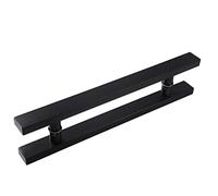 ADHROENCM Square Entry Sliding Door Handle, Modern Steel Push Pull Door Handles with Fittings, Interior & Exterior Glass/Wooden Doors Use/40Cm/15.7In