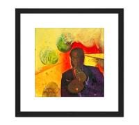 Adi Holzer 899 Satchmo Louis Armstrong Painting 8X8 Inch Square Wooden Framed Wall Art Print Picture with Mount Artery8 Black One Size