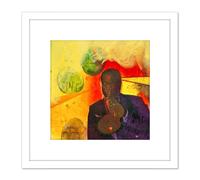 Adi Holzer 899 Satchmo Louis Armstrong Painting 8X8 Inch Square Wooden Framed Wall Art Print Picture with Mount Artery8 White One Size