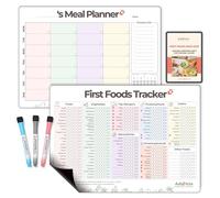 Adi+Isla 100 First Foods Chart & Weekly Meal Planner Magnetic Checklist Baby Solid Food Tracker | 101 Before a Baby Led Weaning Essential Feeding for 6+ Months with 3 Markers