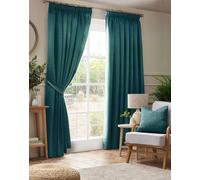 Adi Lined Pencil Pleat Curtains Luxury Living Teal 168cm width x 183cm drop