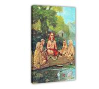 Adi Shankara With Disciples by Raja Ravi Varma Canvas Art Poster And Wall Art Picture Print Modern Family Bedroom Decor Frame 12x18inch(30x45cm)