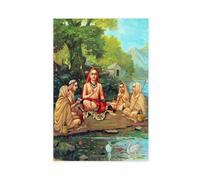 Adi Shankara With Disciples by Raja Ravi Varma Poster Bedroom Canvas Decor Print Wall Art Office Room Aesthetic Decor Gift Unframe 16x24inch(40x60cm)