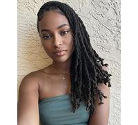 ADIASAI 0.6cm Width 14 Inch 30 Strands 100% Human Hair Loc Extensions, Full Handmade Dreadlock Extensions for Men Women Kids Can Be Dyed and Bleached with Needle and Comb Unprocessed Natural Black