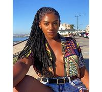 ADIASAI 0.6cm Width 16 Inch 100 Strands 100% Human Hair Loc Extensions, Full Handmade Dreadlock Extensions for Men Women Kids Can Be Dyed and Bleached with Needle and Comb Unprocessed Natural Black