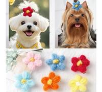 ADIASEN 6pcs Dog Hair Accessories Bow,Handmade Knitted Flower Hair Clip Barrettes for Puppy Kitten Cats Teddy Yorkshire Maltese Dog Hair Accessories Grooming