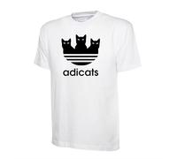 Adicats with Three Horror Black Cat Graphic Printed On T-Shirt, Funny Gift for Cat Lover T-Shirt (UK, Alpha, S, XXL, Regular, Regular, XXL, White)