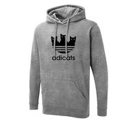 Adicats With Three Horror Black Cat Printed On Hoodie, Funny Gift For Cat Lover Long Sleeve Hoodie (UK, Alpha, S, Regular, Regular, MD, Heather Grey)
