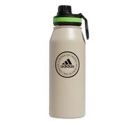 adidas 1 Liter (32 oz) Metal Water Bottle, Hot/Cold Double-Walled Insulated 18/8 Stainless Steel, Wonder Beige/Black/Lucid Lime Green, 32 Ounces