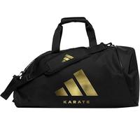 adidas 2 in 1 Holdall - Black and Gold Sports Bag, Converts to Backpack, Polyester with Side Zipper Pocket and Strong Nylon Handles, Suitable for Training, Gym Kit, and Equipment Storage - Karate