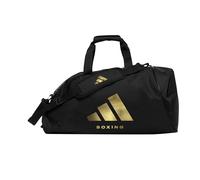 adidas 2 in 1 Holdall - Black and Gold Sports Bag, Converts to Backpack, Polyester with Side Zipper Pocket and Strong Nylon Handles, Suitable for Training, Gym Kit, and Equipment Storage - Boxing