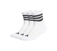 adidas 3 Pack Cotton Rich Cushioned Mid Cut Socks White/Black