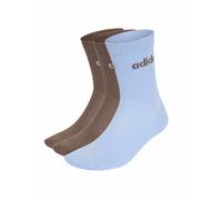 adidas 3 Pack Linear Cotton Rich Cushioned Crew Socks Beige Mix