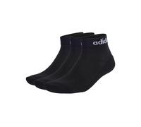 Adidas 3 Pack Linear Cotton Rich Logo Ankle Socks Black