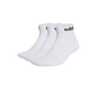 Adidas 3 Pack Linear Cotton Rich Logo Ankle Socks White