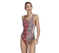 Adidas 3-Stripe Graphic Swimsuit - Sand Strata/Red/Coral/White