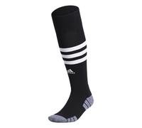 adidas 3-Stripe Hoop Soccer Socks (1-Pair) with Arch Compression for a Secure Fit, Black/White, S