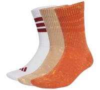adidas Unisex 3 STRIPES CUSHIONED CREW STONE WASH 3 PAIR PACK, fox orange/warm sandstone/white, 2.5-4