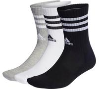 adidas 3 Stripes Cushioned 3 Pack Crew Socks Arch Support Running Sports Run