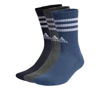 adidas 3-Stripes Cushioned Crew Socks 3 Pairs 'Black Grey Blue' IP2639 M
