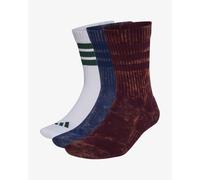 adidas Unisex 3 Stripes Cushioned Crew Stone Wash 3 Pair Pack Socks, maroon/dark blue/white/collegiate green, S