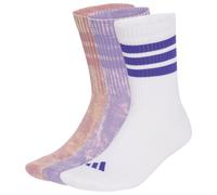 adidas Unisex 3 Stripes Cushioned Crew Stone Wash 3 Pair Pack Socks, magic lilac/magic mauve/white/Pure Purple, L