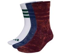 adidas Unisex 3 Stripes Cushioned Crew Stone Wash 3 Pair Pack Socks, maroon/dark blue/white/collegiate green, M