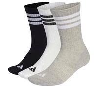 adidas Unisex 3STRIPES CUSHIONED SPORTSWEAR CREW SOCKS 3 PAIR PACK, medium grey heather/white/black, 2.5-4