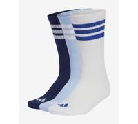 adidas Unisex 3STRIPES CUSHIONED SPORTSWEAR CREW SOCKS 3 PAIR PACK, dark blue/white/glow blue, 10.5-12.5