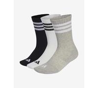 adidas Unisex 3STRIPES CUSHIONED SPORTSWEAR CREW SOCKS 3 PAIR PACK, medium grey heather/white/black, 10.5-12.5