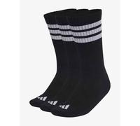 adidas Crew Socks - 3-Stripes Cushioned Sportswear - Pure Black/White - 3 Pairs - L