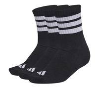 adidas 3 STRIPES CUSHIONED SPORTSWEAR MID CUT SOCKS 3 PAIR PACK
