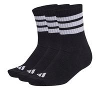 adidas Unisex 3 STRIPES CUSHIONED SPORTSWEAR MID CUT SOCKS 3 PAIR PACK, black/white/white, 10.5-12.5