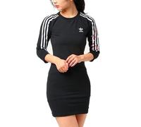 Adidas 3-Stripes Dress Girls Stretch Mini Dress Long Shirt Kids Black/White