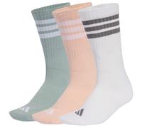 adidas Unisex 3STRIPES CUSHIONED SPORTSWEAR CREW SOCKS 3 PAIR PACK, blush pink/white/Wonder Sage, 2.5-4