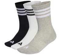 adidas Unisex 3STRIPES CUSHIONED SPORTSWEAR CREW SOCKS 3 PAIR PACK, medium grey heather/white/black, 6.5-8