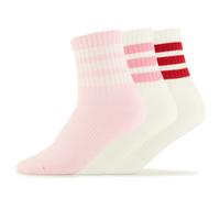 adidas Unisex 3 STRIPES CUSHIONED SPORTSWEAR MID CUT SOCKS 3 PAIR PACK, white/clear pink/active maroon, 10.5-12.5