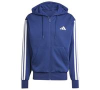 adidas Men's ESSENTIAL THREE STRIPES FLEECE ZIPPER HOODIE, dark blue/white, XXL