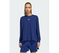 adidas 3 STRIPES STUDIO BOYFRIEND LONGSLEEVE TEE, Dark Blue, Size S, Women Dark Blue