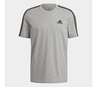 Adidas Men Essentials 3-Stripes T-Shirt - Medium Grey Heather/Black, Large