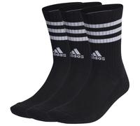 adidas Unisex 3-Stripes Cushioned Crew Socks 3 Pairs, Black / White, 6.5-8