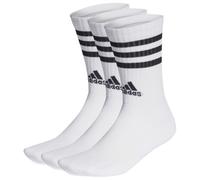 adidas Unisex 3-Stripes Cushioned Crew Socks 3 Pairs, White / Black, 6.5-8