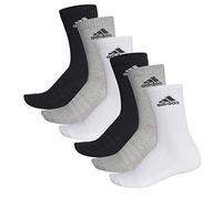 adidas 6 Pairs Cushion Crew Socks, Black/white/grey, XL
