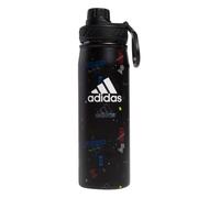 adidas 600 Ml (20 Oz) Metal Water Bottle, Hot/Cold Double-Walled Insulated 18/8 Stainless Steel, Icon Brand Love Black/Black/White, One size