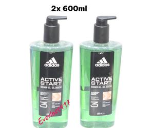 Adidas Active Start 3 in 1 Shower Gel Twin Pack 600ML Spicy Aromatic Fragrance